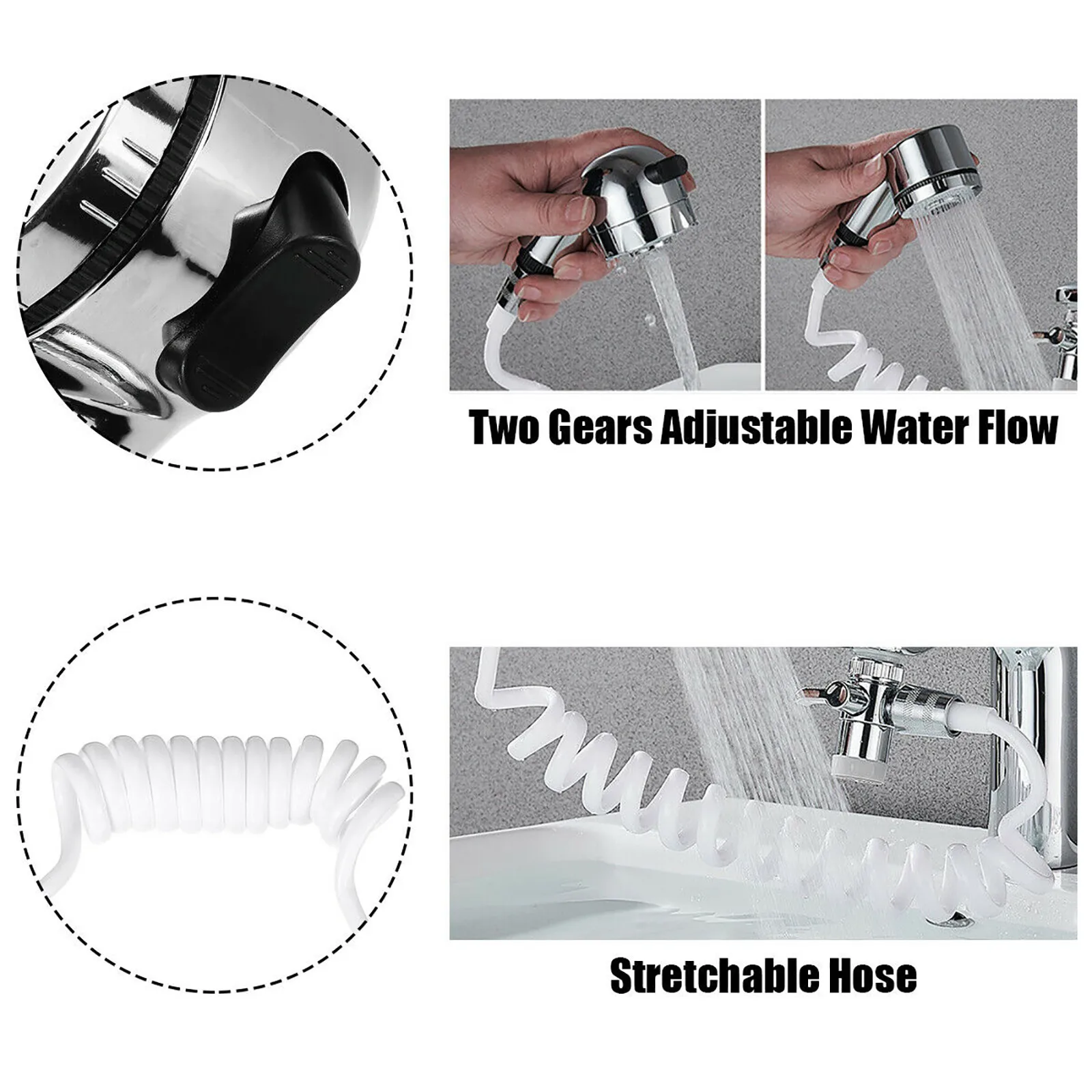 Home Bathroom Sink Faucet Sprayer Water Tap Extension Nozzle Adjustable Shower Set Sucker Wall-mounted Convenient To Install