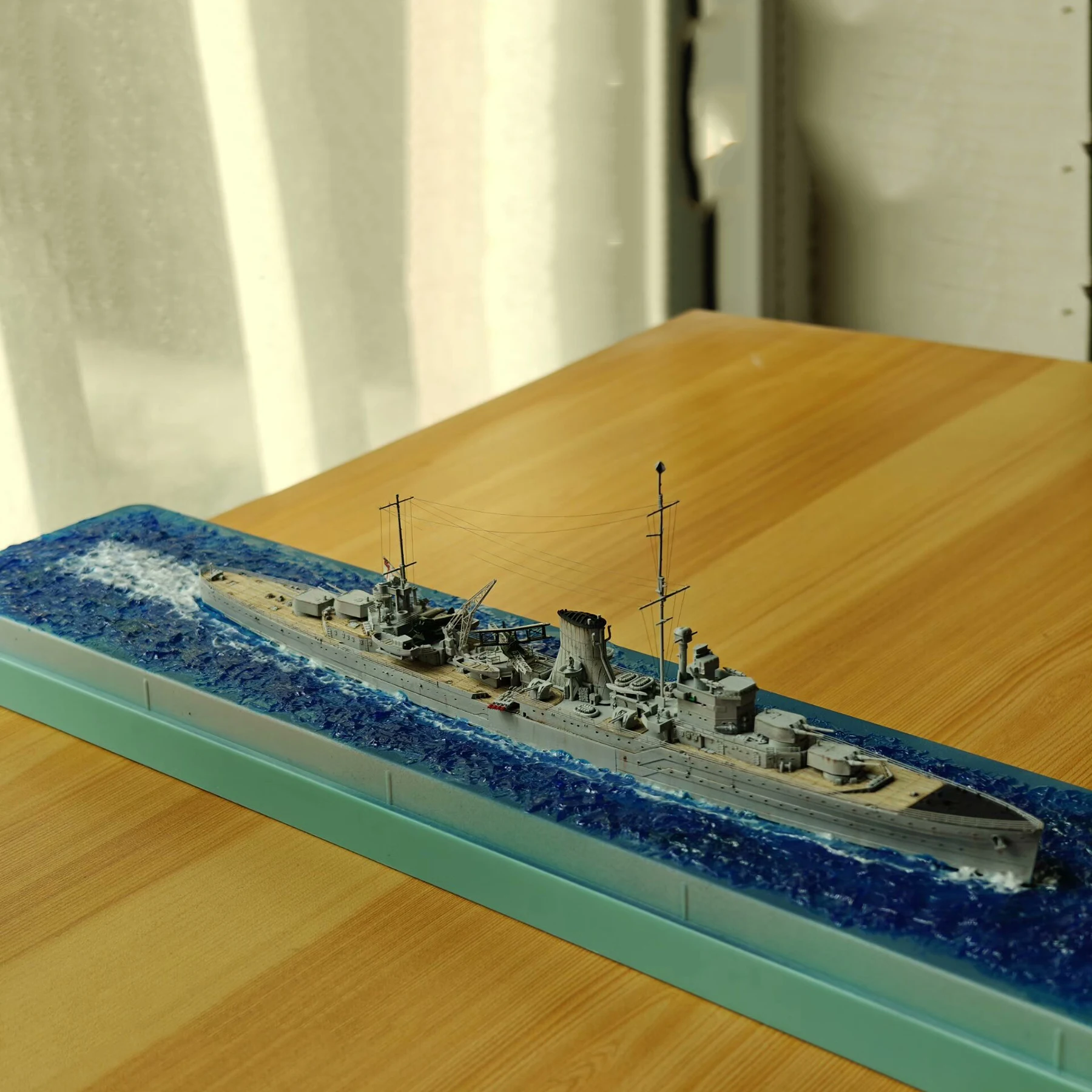 

33 см имитация модели королевского флота Ajax Cruiser, тщательно изготовленная статическая модель Cruiser RTR, игрушка для мальчика, подарочные украшения