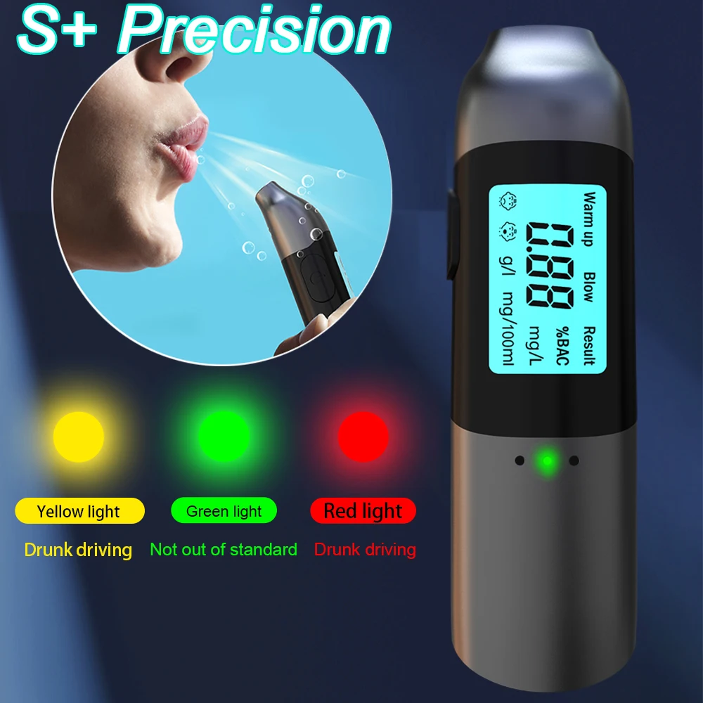 Portable Non-Contact Alcohol Tester USB Rechargeable Alcohol Detector Electronic Breathalyzer with LED Digital Display