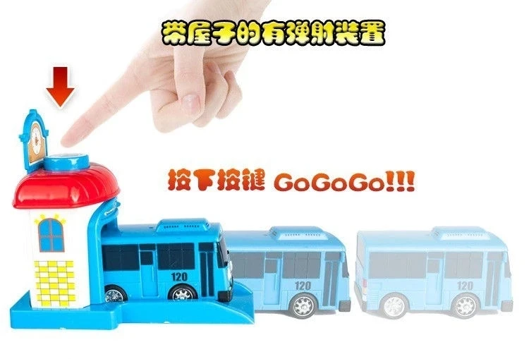 4pcs/set Scale model Tayo the little bus children miniature bus baby oyuncak garage tayo bus Ejection impact car vehicle