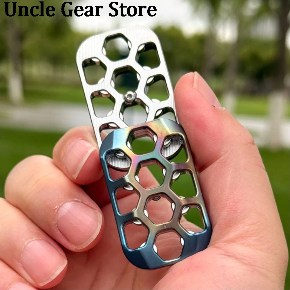 Titanium Blue Titanium Color Hollow Magnetic Slider EDC Decompression Toy Desk Toy