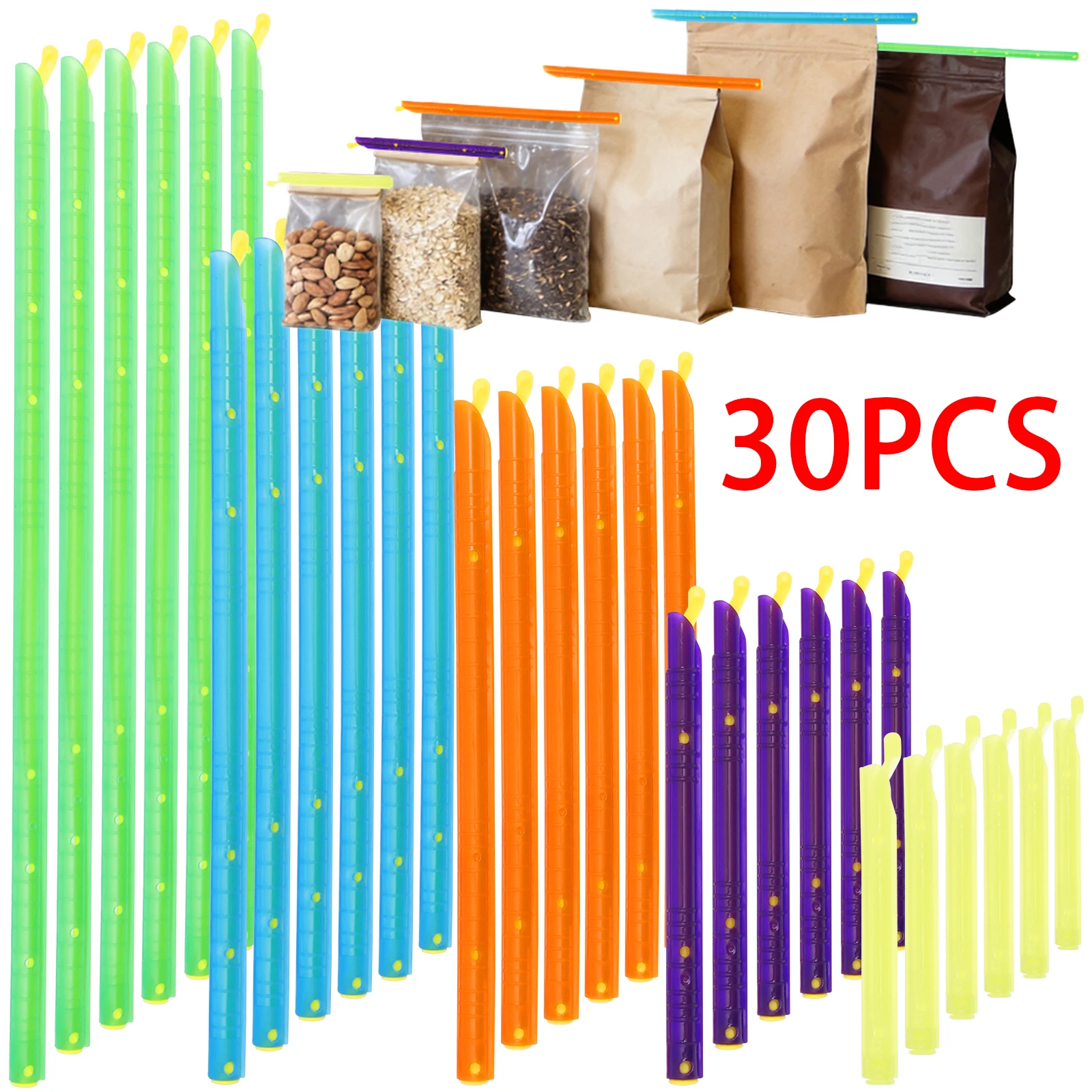 25/30 Stück Beutelklammern, Lebensmittel-Snack-Beutel-Verschlussklammern, Lebensmittelbehälter-Verschlussklammern aus Kunststoff, Frischhalteklammern