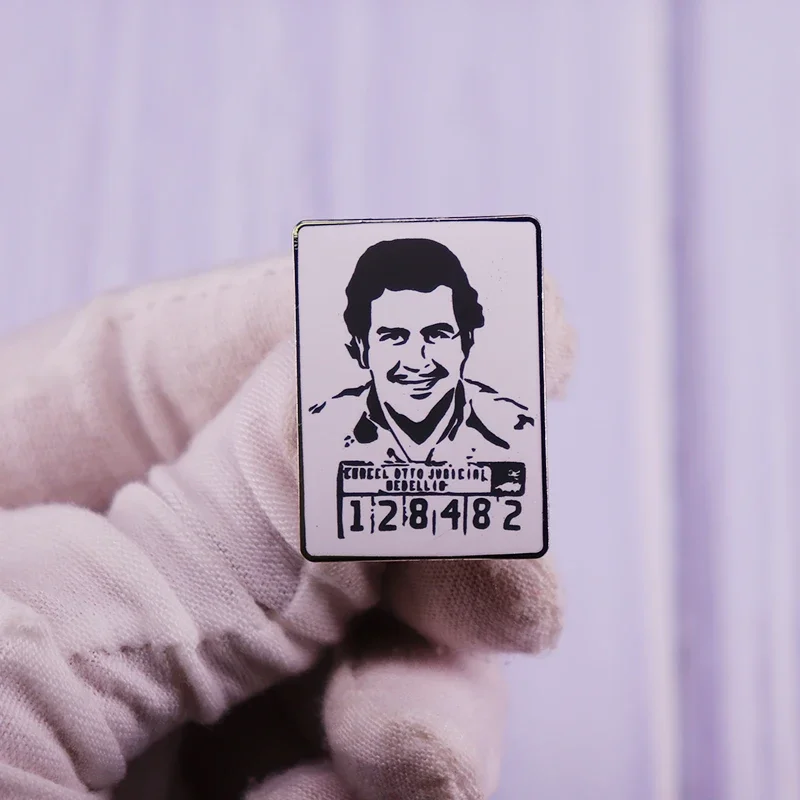 Pablo Escobar Mugshot Pin Brooch