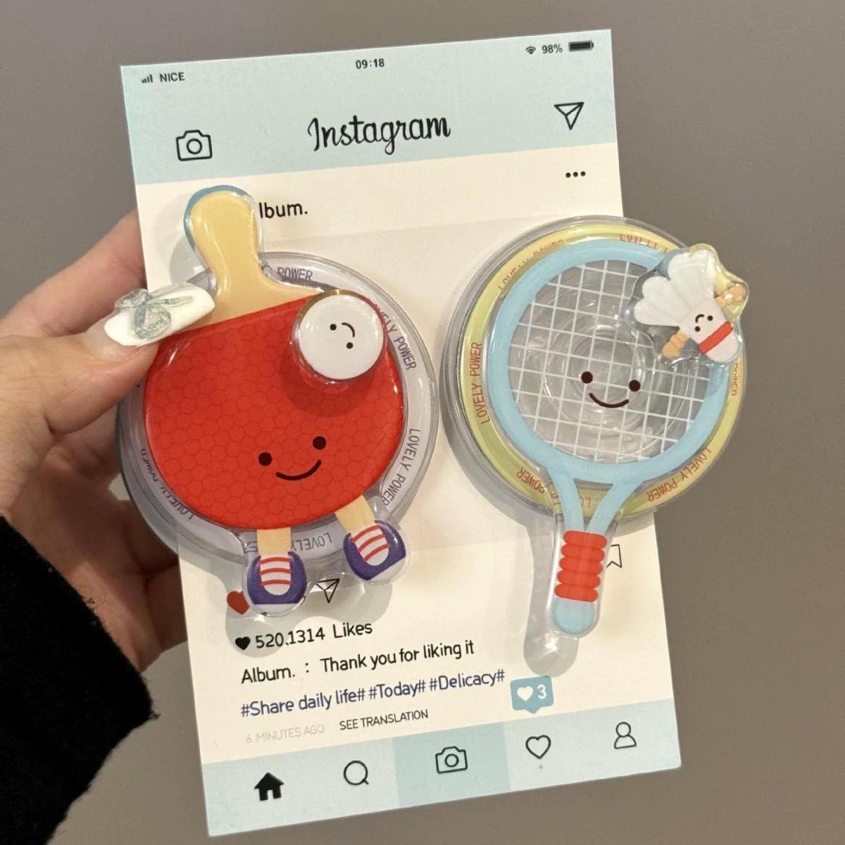 Badminton Rank - 韓国のかわいい回転式卓球バドミントン用Magsafeホルダー磁気電話グリップトックiPhoneワイヤレス充電ケーススタンド