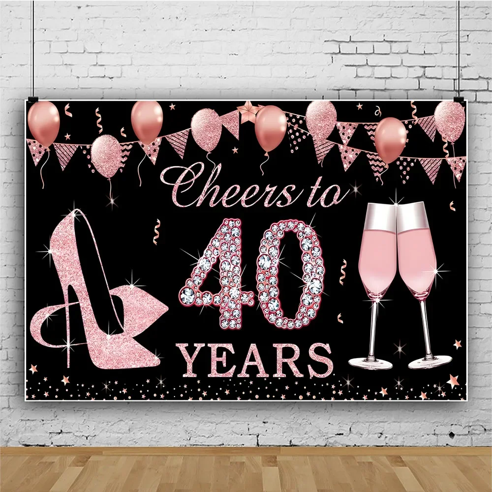 VIKAMA Schwarz Gold 40. Geburtstag Hintergrund Fotografie Stoff Geburtstag Party Dekoration Geburtstag Dekoration Zubehör
