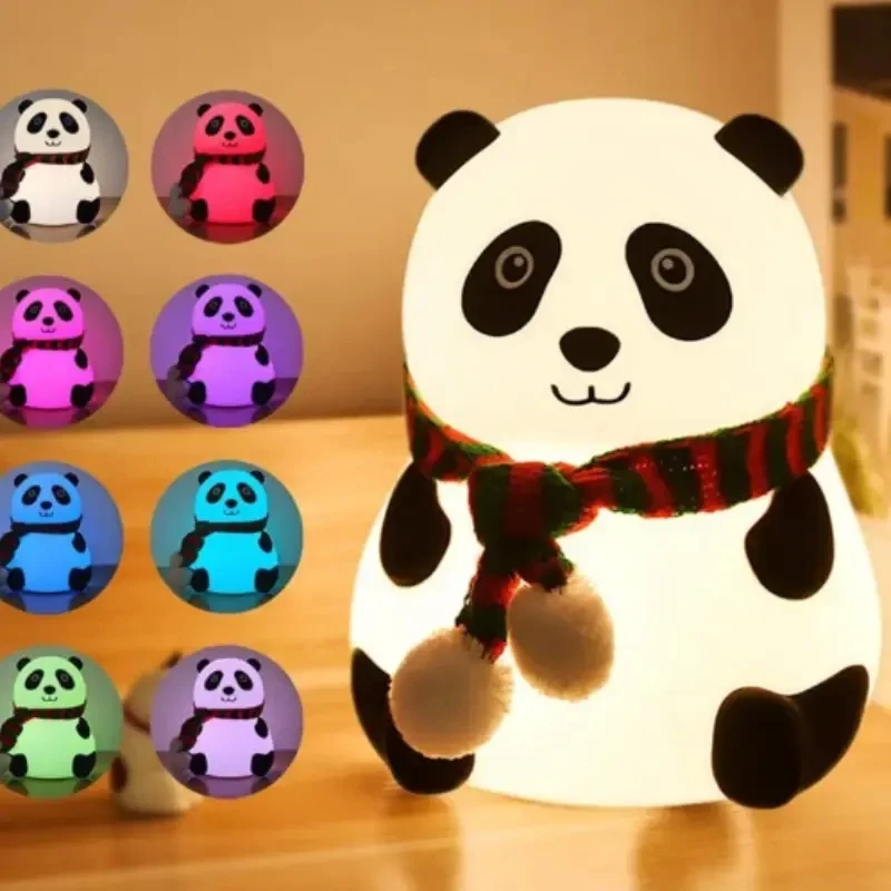 New LED Panda Night Light Silicone Timer Auto Shutoff Operated lamp