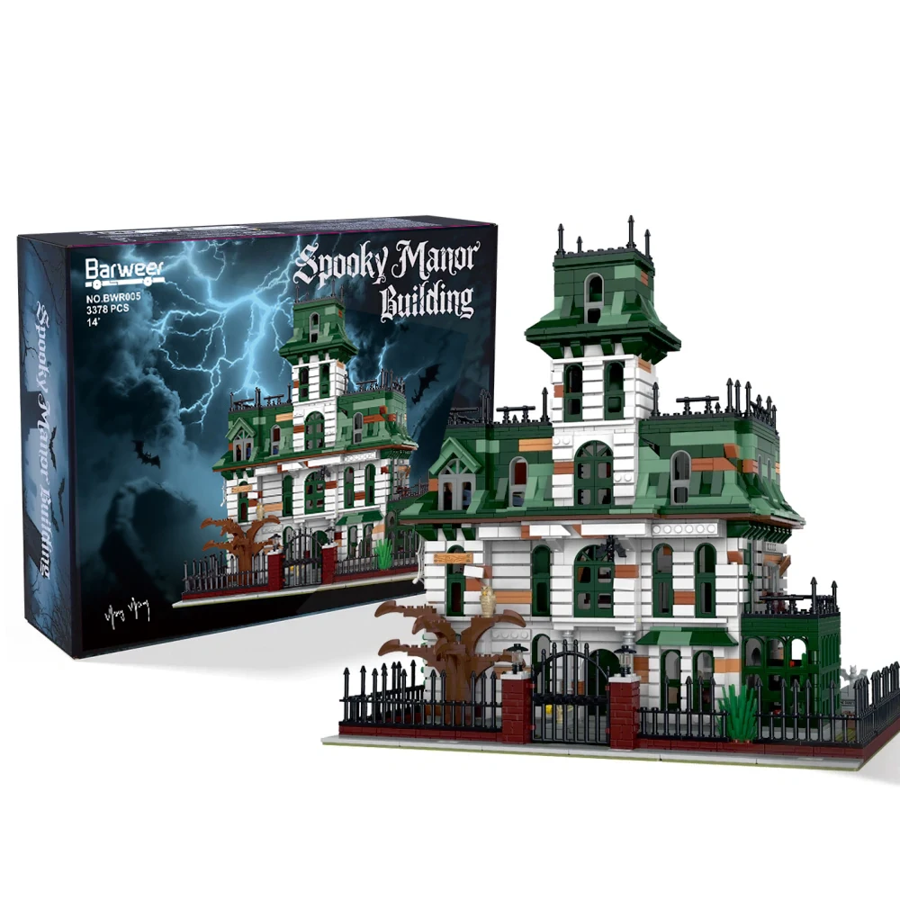 Addams Family Haus-Bausteine: Gruseliges Herrenhaus-Modell als Desktop-Dekoration, Spielzeug für Erwachsene, Weihnachts- und Halloween-Geschenk