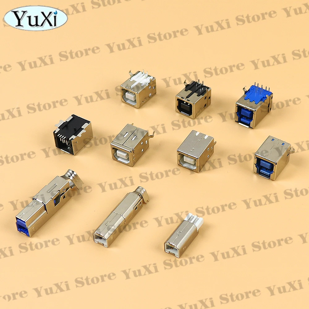 6pcs USB 2.0/3.0 Connector Female Male Jack Socket USB-B Type 90/180 Degree PCB Connector Soldering DIY Printer Interface
