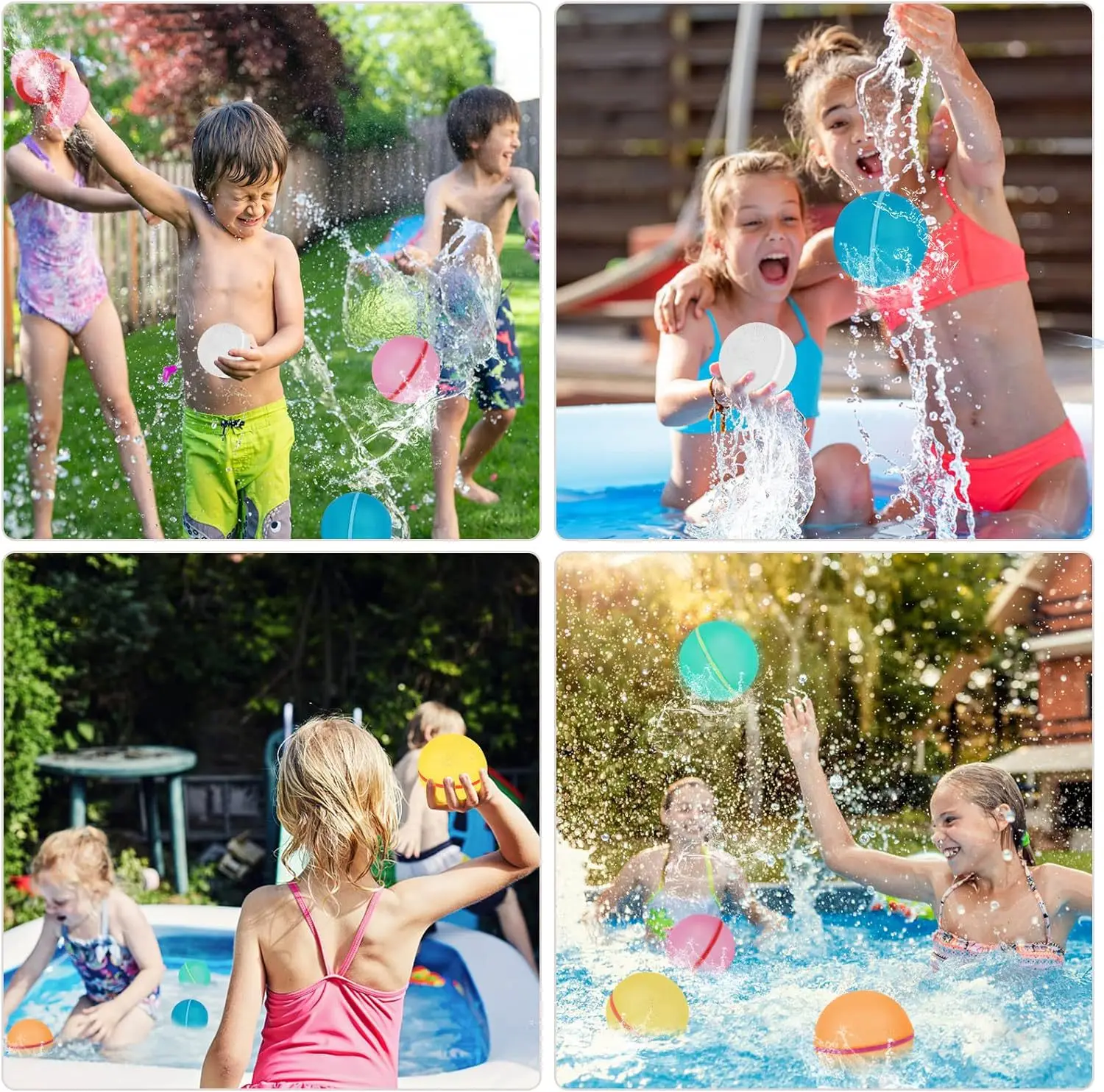 Soft Reusable Water Balloons Quick-Fill Refillable Durable Magnetic Water Balloons for Outdoor Activities for Endless Summer Fun