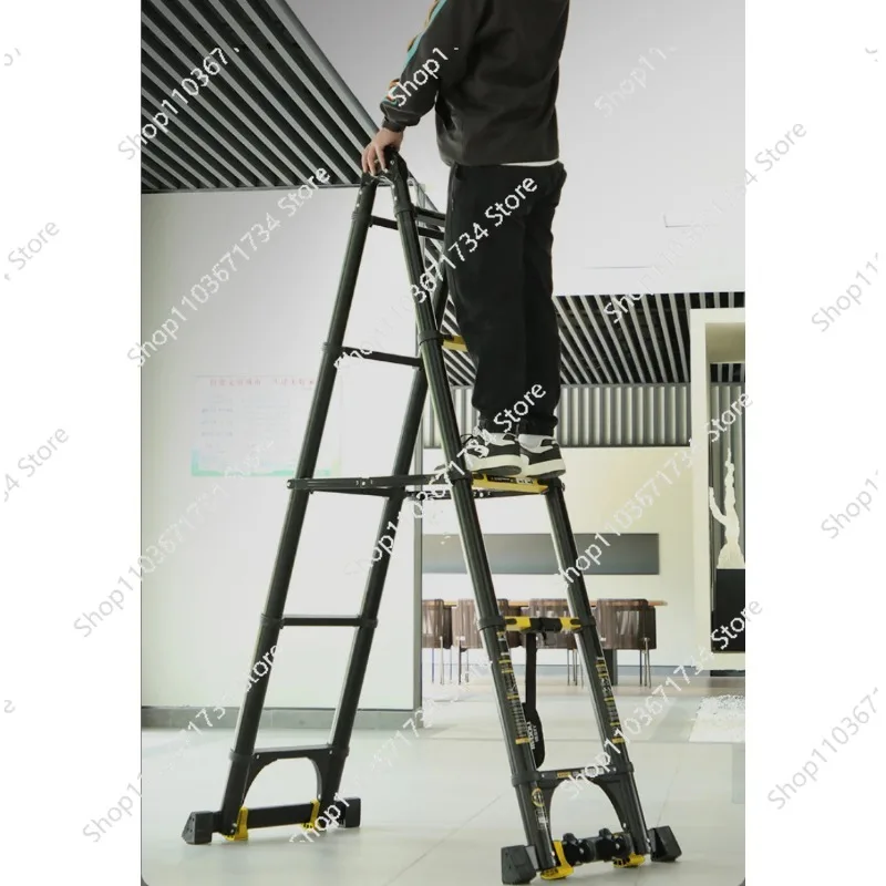 

New Herringbone Telescopic Ladder Aluminum Alloy Thickened Engineering Folding Multifunctional Portable Lifting Floor Ladder