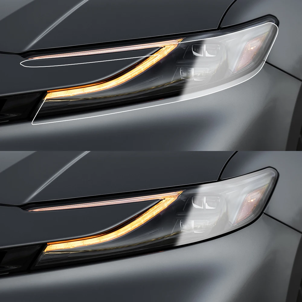Car Headlight Protective Film For Toyota Camry XV80 XV70 2018-2026 Smoke Black Pre Cut Anti-Scratch High-Gloss Vinyl Wrap Film