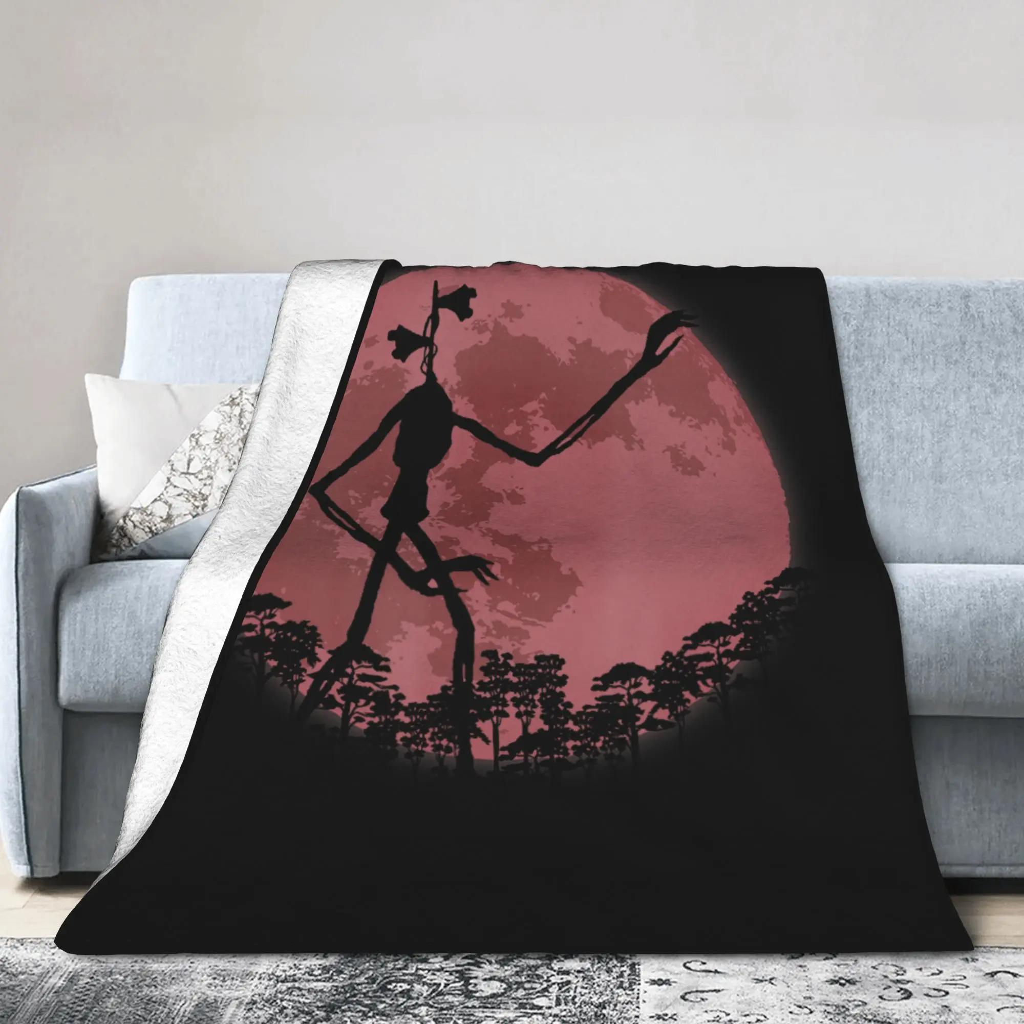 Supernatural Cryptid Siren Head Flannel Blankets  Funny Throw Blankets for Bed Sofa Couch 125*100cm Plush Thin Quilt