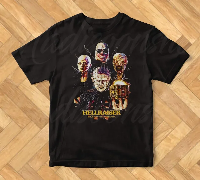 

The 2025 Summer New Hellraiser Black T-shirt Is A Bestseller with Fashionable and Trendy Printed Pure Cotton Short-sleeved Shirt