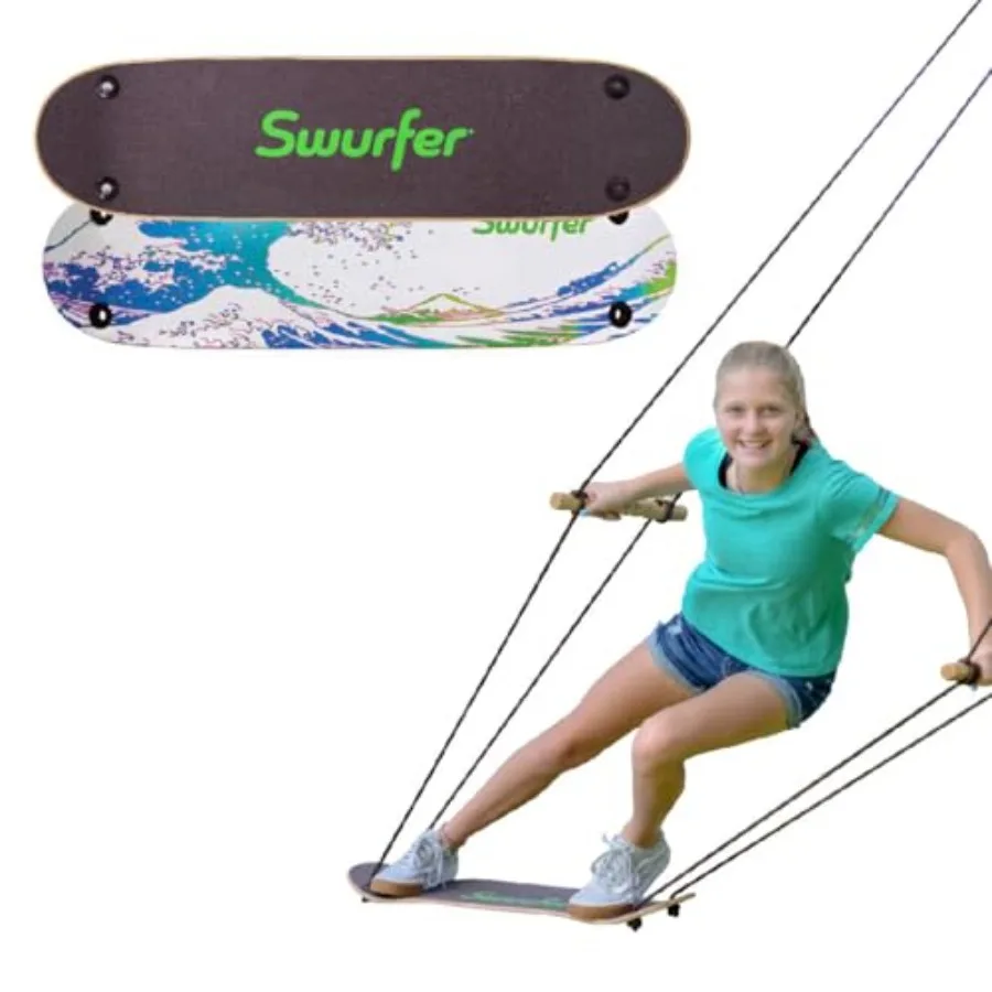

TreeSkate Skateboard Swing, Outdoor Stand Up Surf Swing, Holds Up to 200 lbs, Ages 6 and Up, Adjustable Handles, Grip Tape, Kids