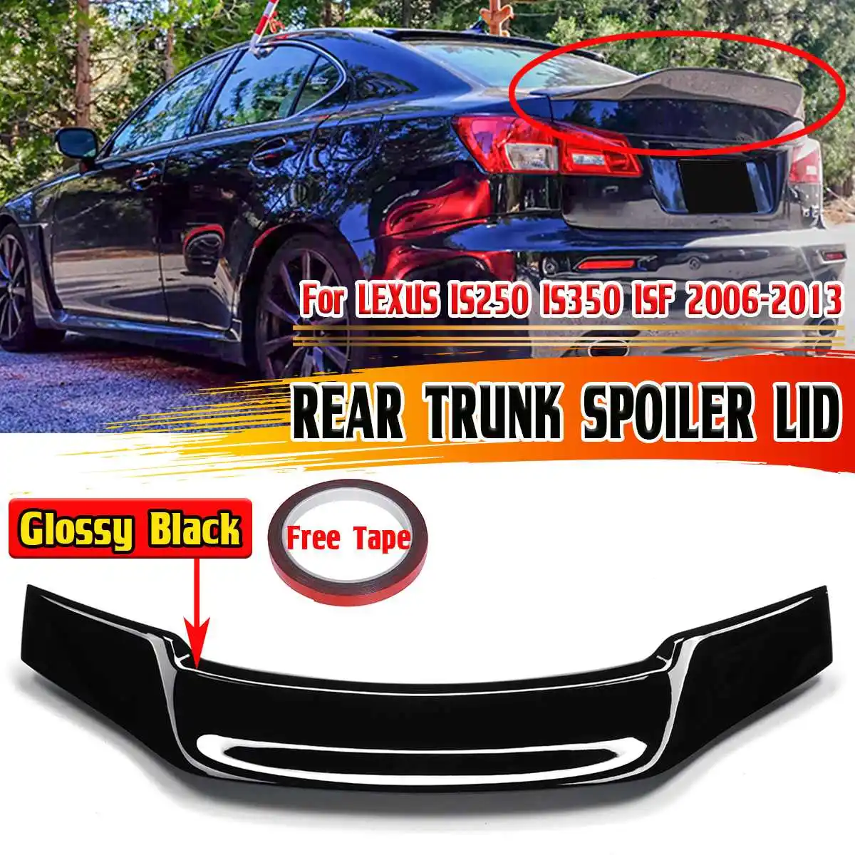 

New IS350 RT Style Car Rear Trunk Spoiler Lip Boot Wing Lip For LEXUS IS250 IS350 ISF 2006-2013 Rear Trunk Spoiler Boot Wing