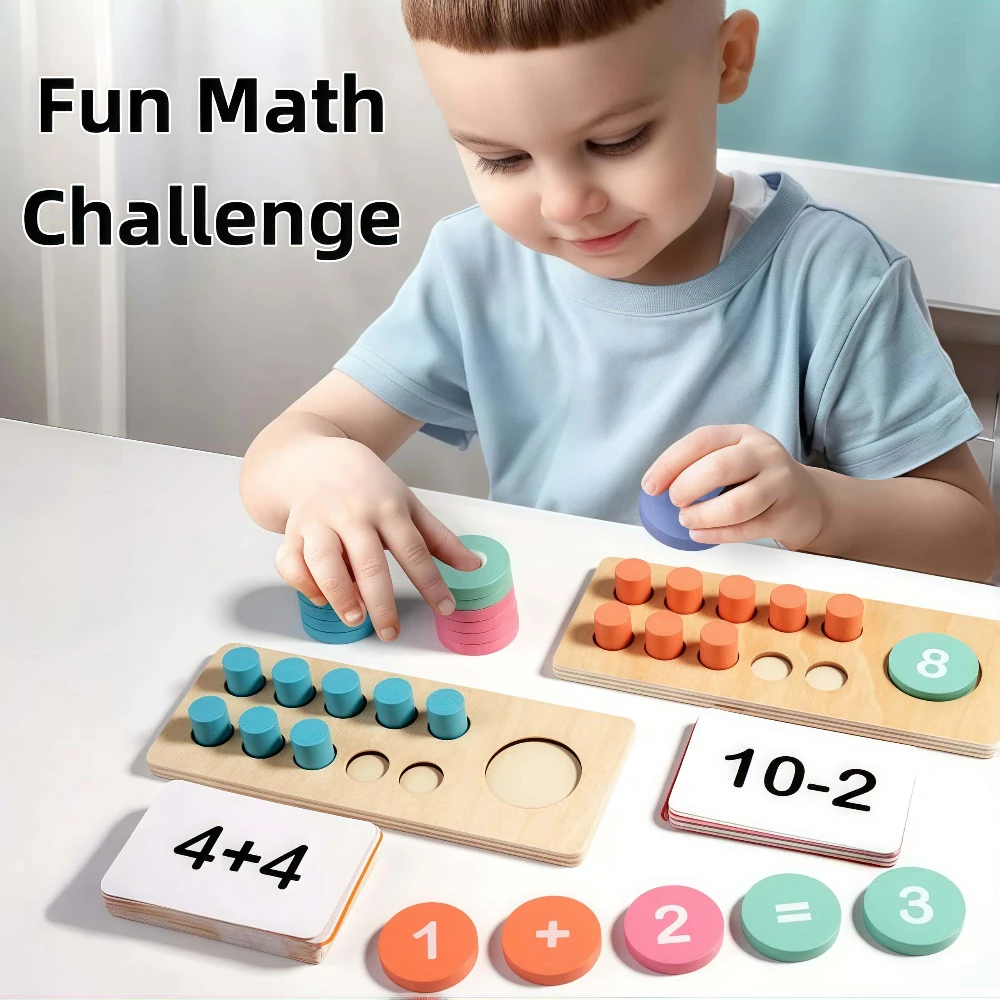 어린이를위한 수학 계산 장난감 10 프레임 산술 보드 유치원 유치원 계산 기술을위한 조기 학습 교육 도구