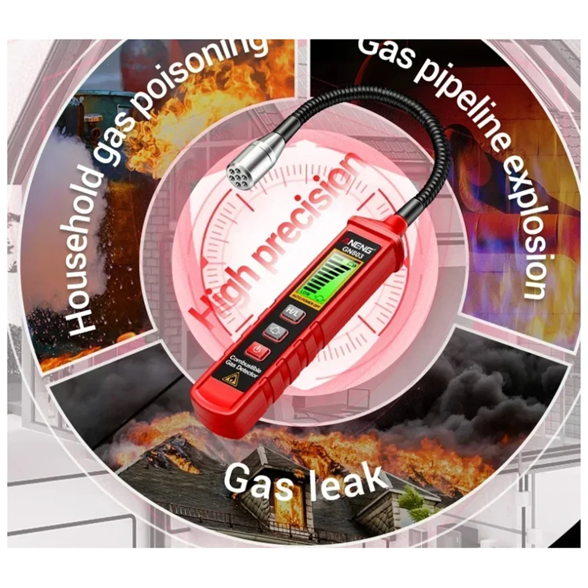 A20M GN803 يده كاشف تسرب الغاز الميثان اختبار الغاز القابل للاحتراق المحمولة الغازات تركيز محلل متر #4