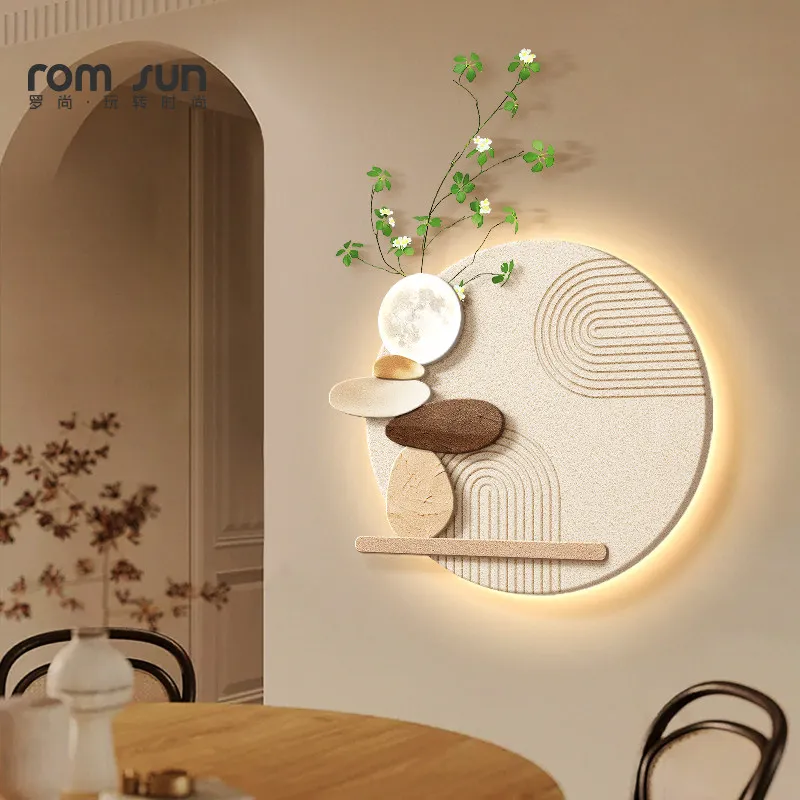 

Time to operate restaurant decoration painting LED light painting 3D sandstone mural 2026 new high-end living room hanging paint