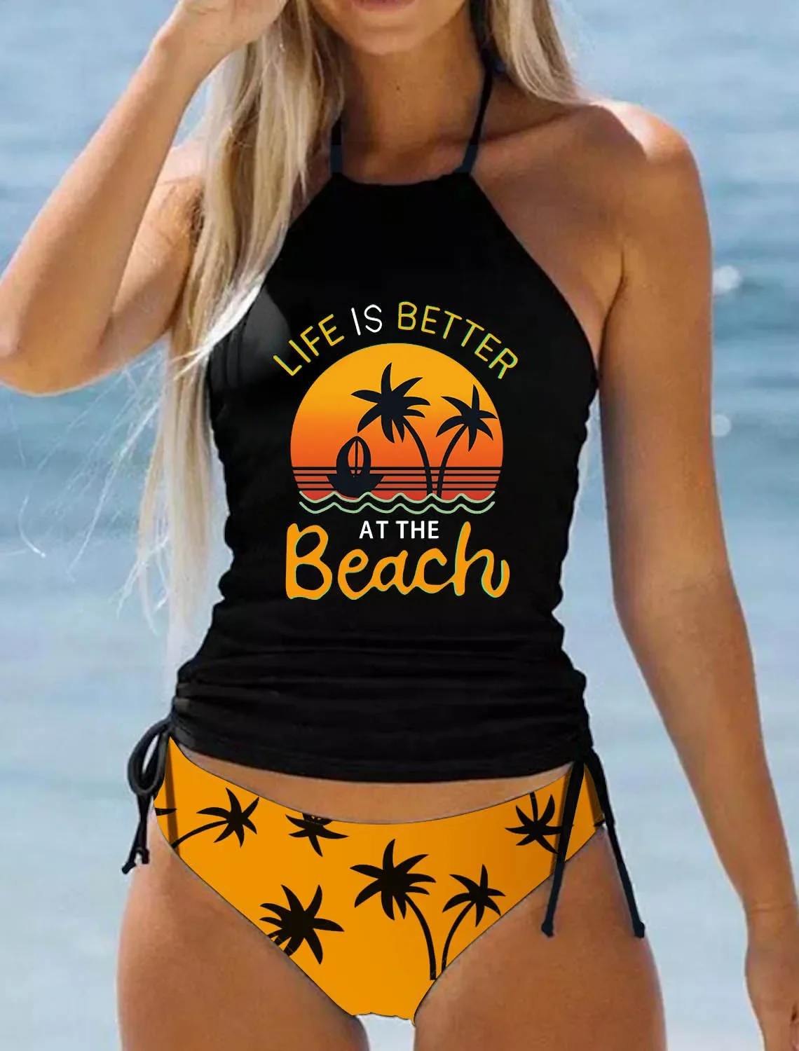 2023 Women's Printed Beach Swimwear Off Shoulder Sexy Bikini Swimwear Summer Tankini Swimwear Tankiny Two Piece Beach Suit