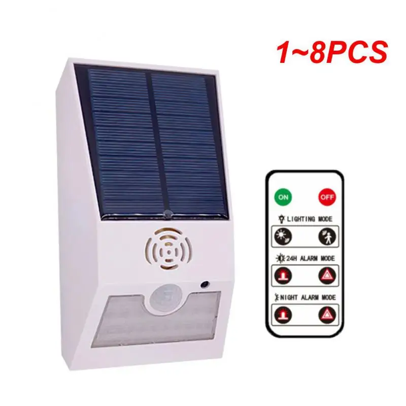 

1~8PCS 2-In-1 Solar Motion Sensor Detector Alarm Light Remote Control Siren Waterproof 129dB Siren Lamp For Home Outdoor Yard