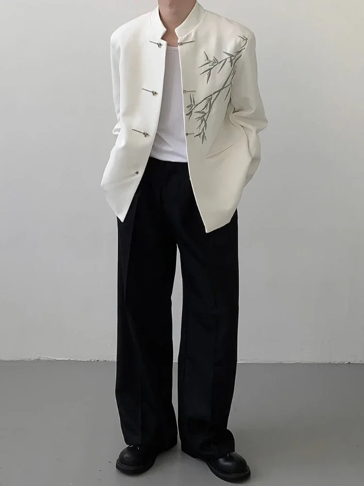 

Мужская белая куртка с вышивкой, китайские пальто, оригинальные модные мужские костюмы и блейзеры 2024, модная новинка, Лидер продаж