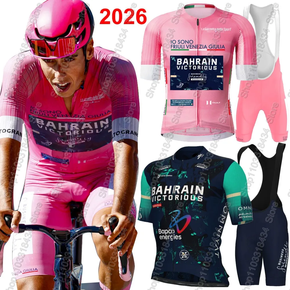 Conjunto de Jersey de Ciclismo del Equipo Bahrain Victorious 2026, Ropa de Ciclismo para el Tour de Italia, Camisetas de Ciclismo de Carretera, Traje con Culotte de Ciclismo, MTB