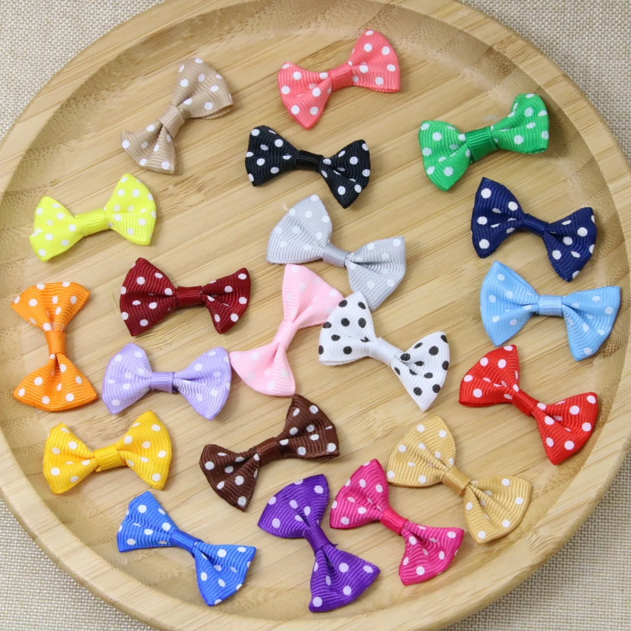 

30Pcs/Lot Grosgrain Polka-dot Ribbon Bow Mini Colorful Bow For DIY Sewing Crafts Wedding Decoration Hairpin Garment Accessories