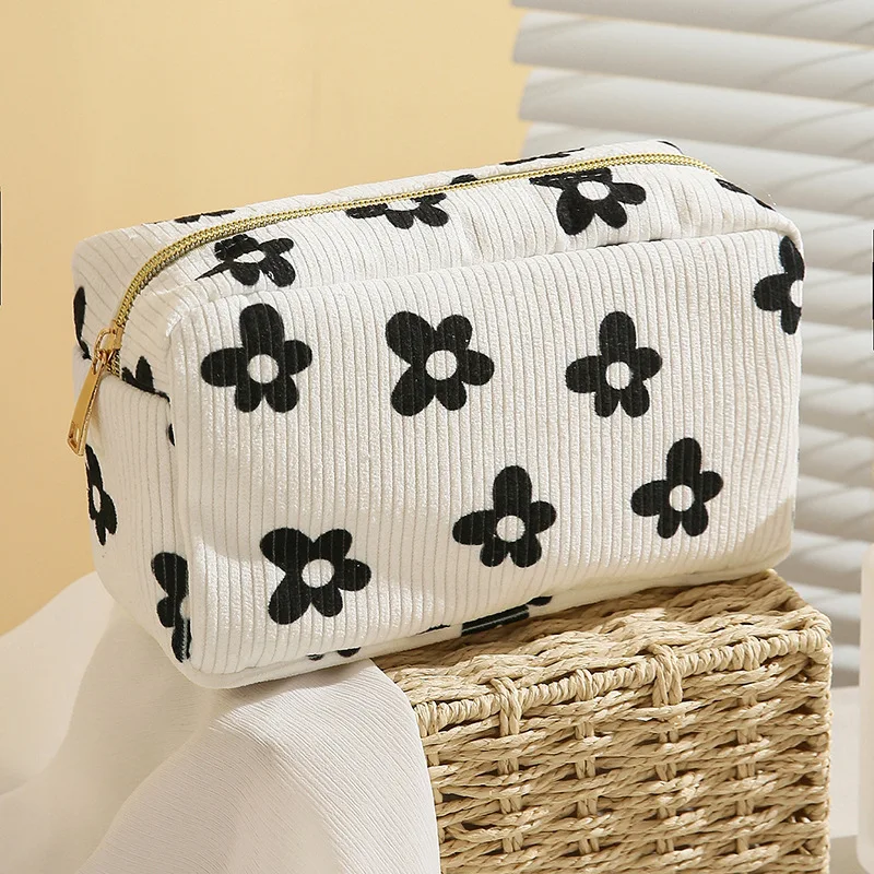 

Ladies Cosmetic Bag Corduroy Cosmetic Organizer Bag Octagon Large Capacity Cosmetic Bag Travel Toiletry Organizer Bag for Women