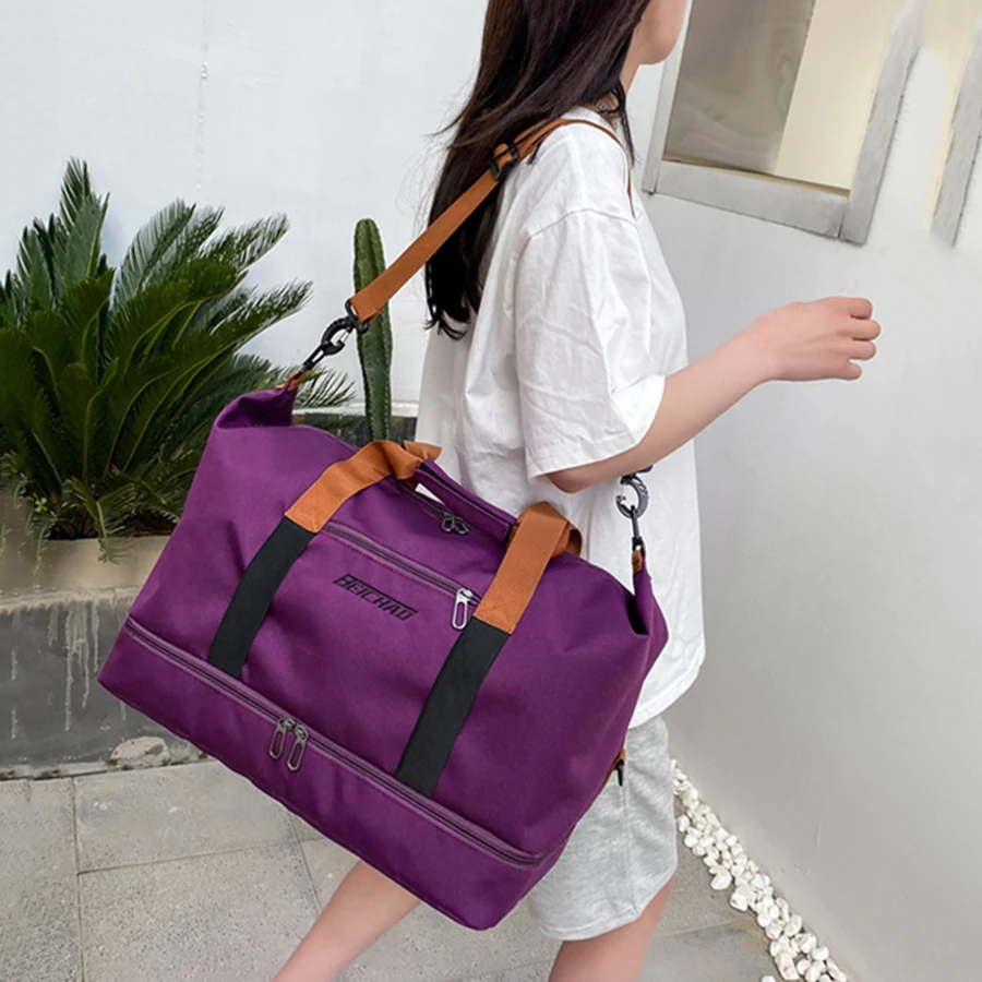 Borsa da viaggio Uomo Donna Bagaglio a mano di grande capacità Separazione asciutta e bagnata Borsa da fitness sportiva Pacchetto da viaggio per brevi distanze