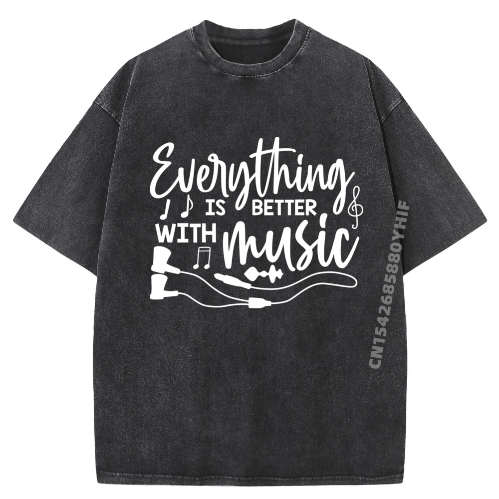 

Musical Notes Symbol for Musicians Loves Music Bb Life Graphic T Shirts Natural Harajuku Washed Clothes Hip Hop