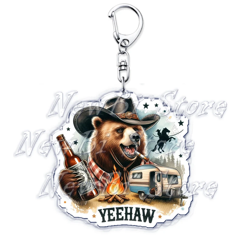 Humor Drinking Funny Keychains Bear Beer Drunk Drink Alcohol Pendant Keyring for Accessories Bag Key Chain Ring Jewelry Gifts