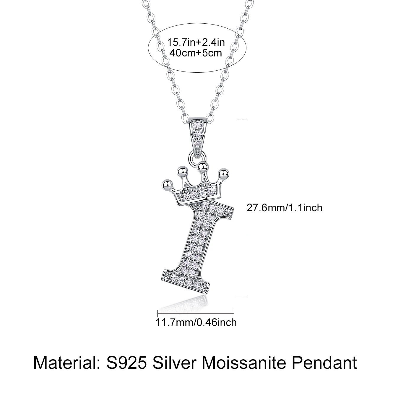 Moissanite Crown Alphabet Necklace S925 Silver 18k Gold Plated 26 Alphabets Pendant Necklace  Homecoming & Graduation Gift