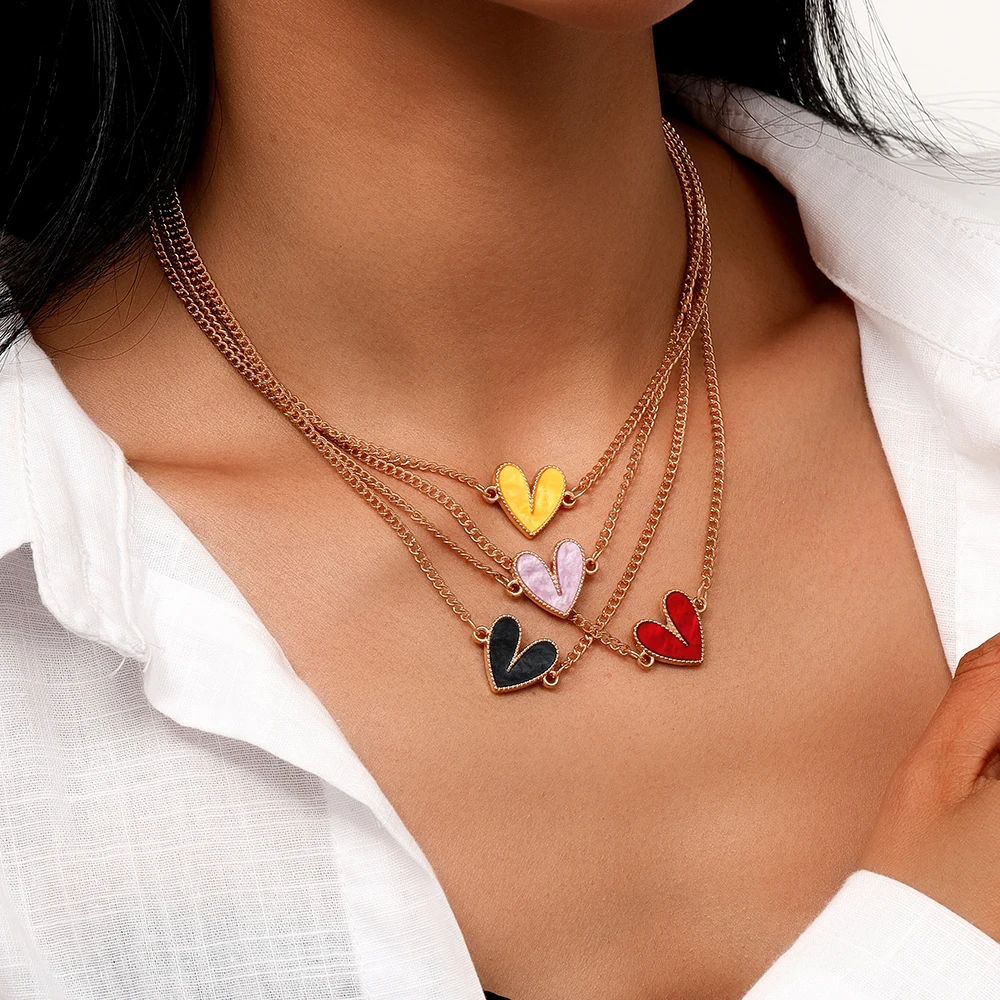Aihua Niedliche Kawaii Mädchen Herzanhänger Halskette für Frauen Neuer Trend Mädchen Schlüsselbeinkette Party Geburtstag Schmuck Geschenke – Detail 1