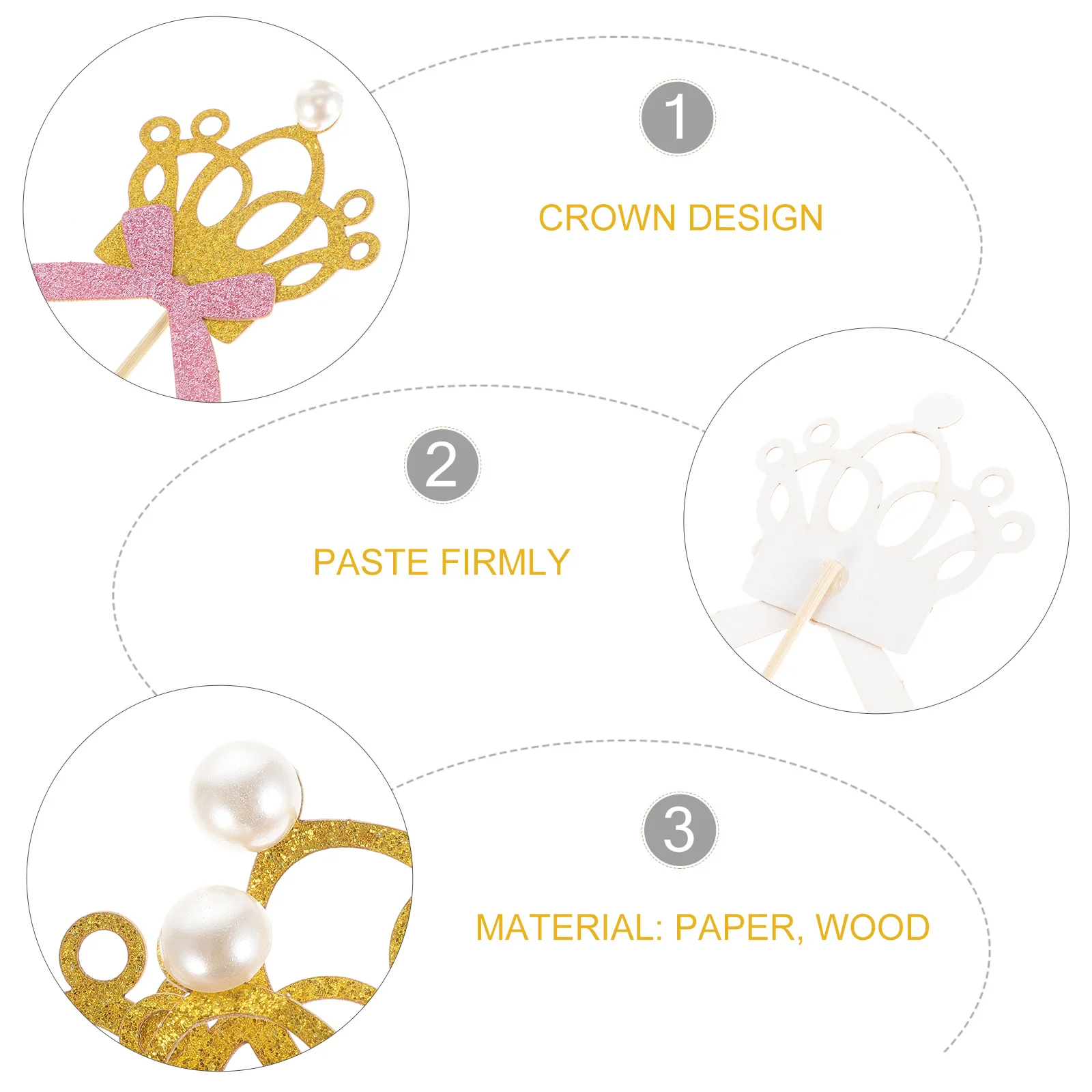 

12Pcs Golden Crown Cake Topper Glitter Party Cake Decor Wedding Birthday Baby Shower Cupcake Insert Cupcake Topper