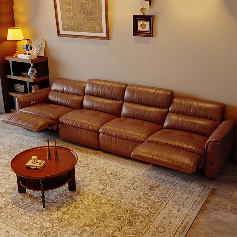 

Electric Adjustable Sofa Three Person Comfortable Brown Sofa Lazy Europe Sillon Relax Reclinable Para Salon Home Furniture