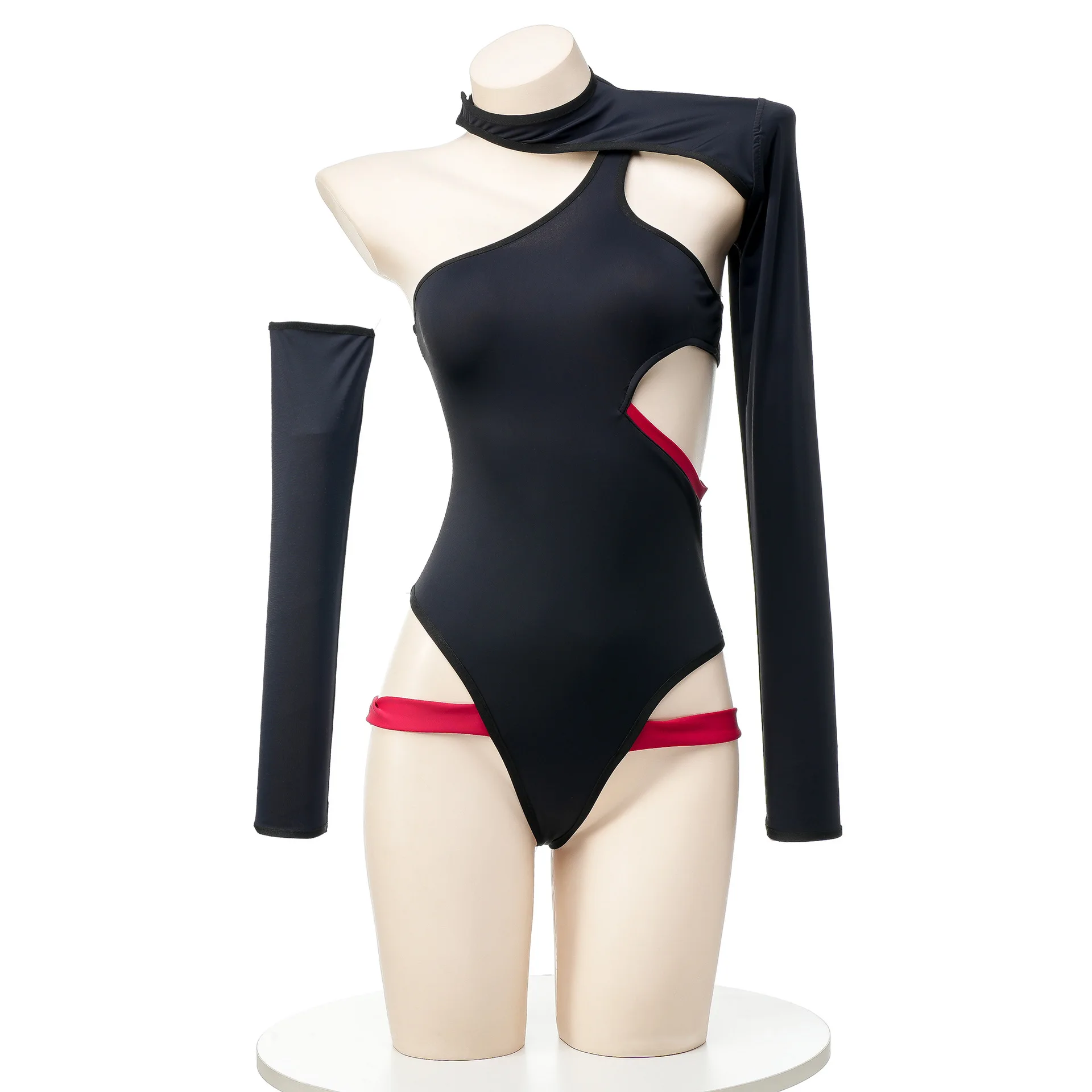 Bodysuit oco preto para mulheres, uniforme anime, maiô cosplay, dramatização, roupa interior, roupas de lingerie, traje colegial