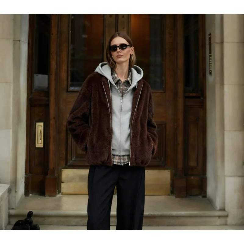 

CharmCant Detachable Hooded Fur Coat for Women 2025 Winter New in Elegant Top Fluffy Cardiga Hot Outerwears Jackets Female Furs