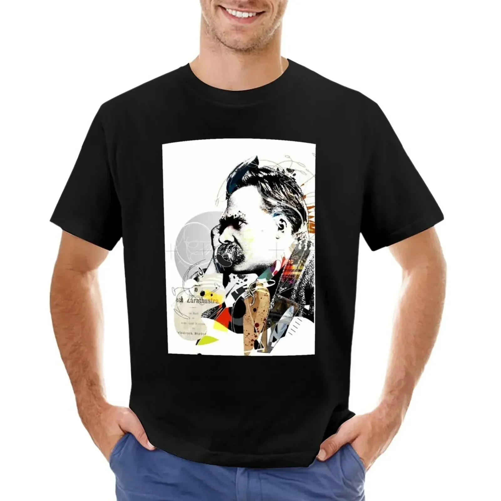 Friedrich Nietzsche T-Shirt customizeds Short sleeve tee new edition hippie clothes big and tall t shirts for men Round Collar