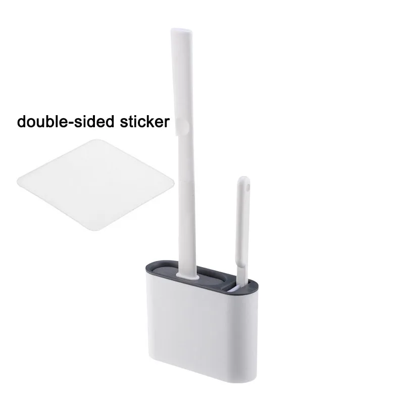 Wandhangende toiletborstel met houder Siliconen toiletborstel met lange steel Zachte haren WC-reinigingsborstel Badkameraccessoires