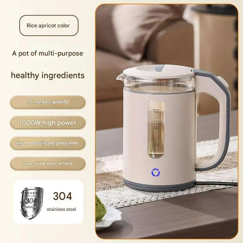 غلاية صحية 110 فولت، غلاية متعددة الوظائف، غلاية كهربائية ذكية، غلاية زجاجية كهربائية عالية البورسليكات لصنع الشاي