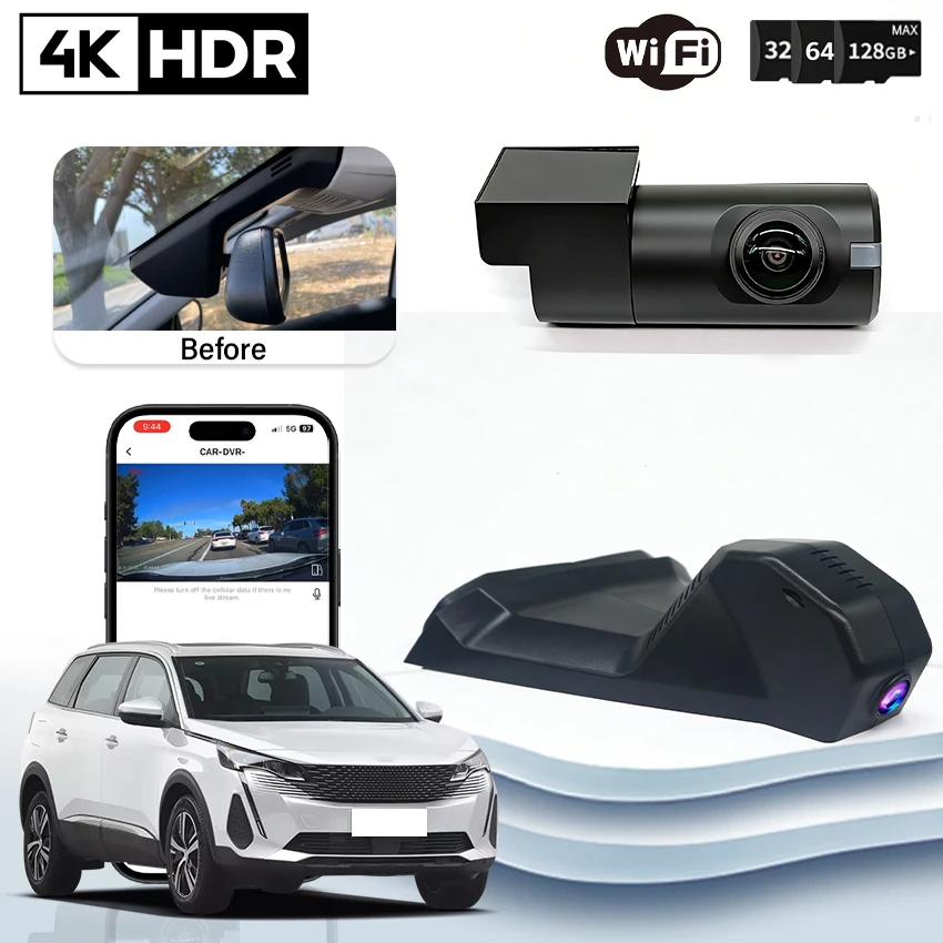 

4K 2160P WIFI Car Dvr For PEUGEOT 3008 4008 5008 For Citroen C5 Aircross 2017-2021 Night Vision DashCam，G-sensor Video recorder