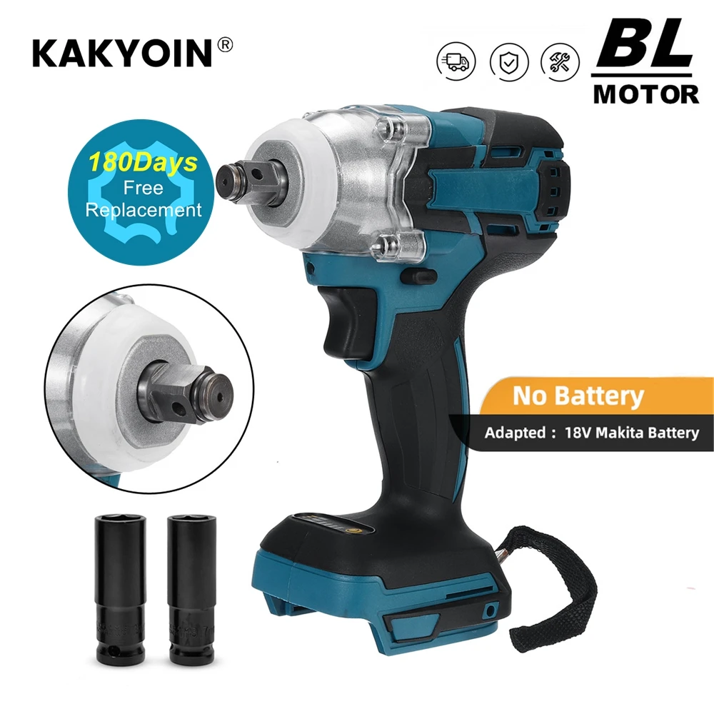 

Brushless Cordless Electric Impact Wrench 520N Wrench 1/2 inch Socket Wrench Rechargeable Tool NO Battery For Makita 18V Battery