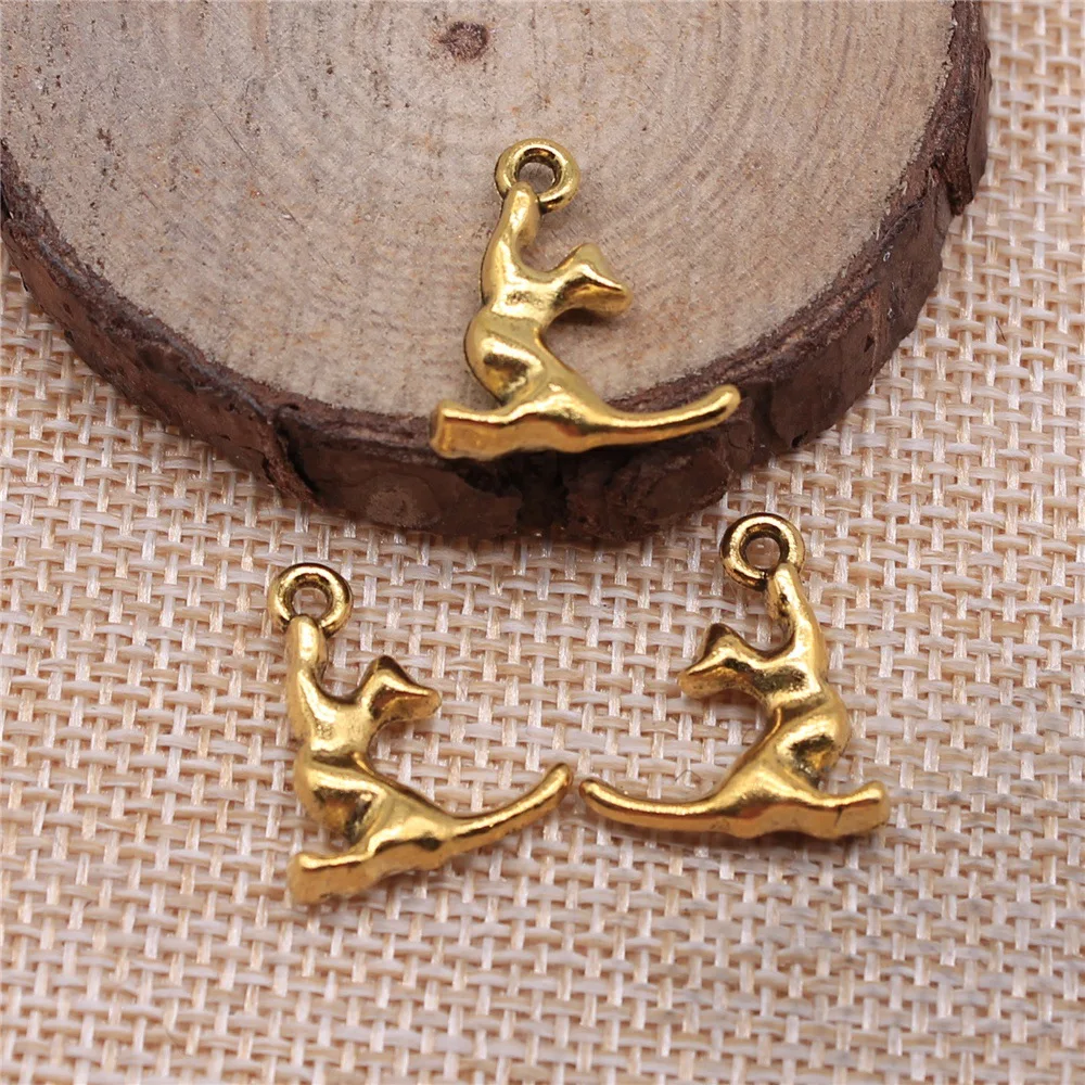 WYSIWYG 10pcs 19x16mm 2 Colors Cat Charms Pendant For DIY Jewelry Making Handmade Jewelry Craft Findings