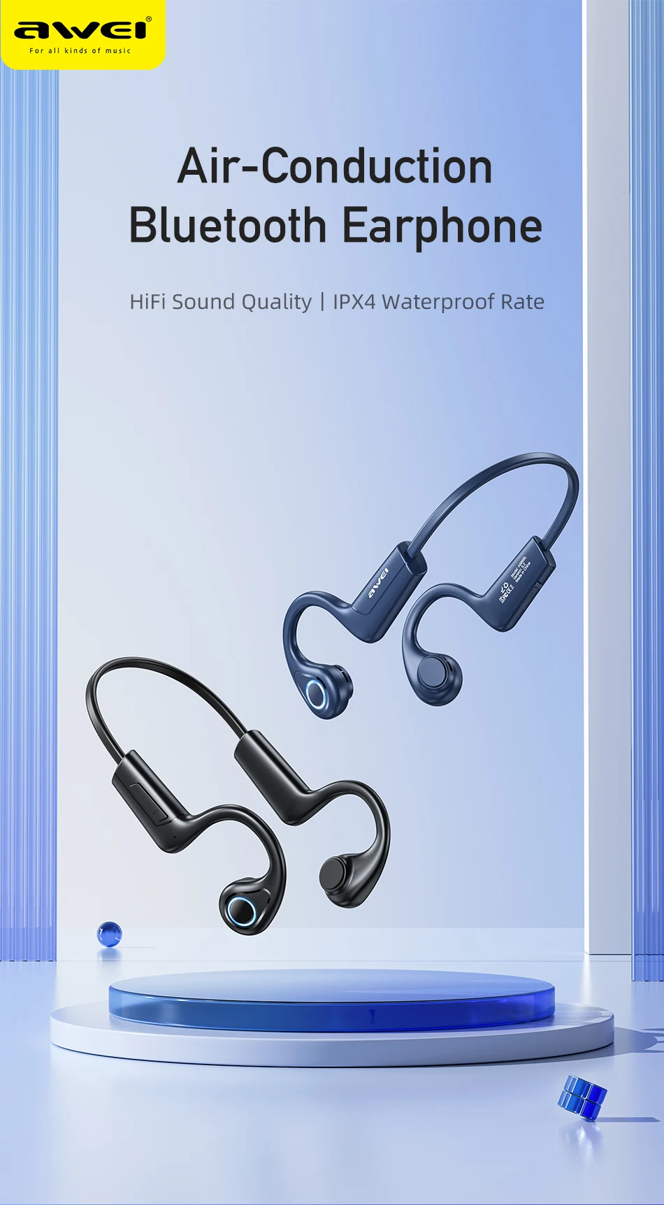 Awei A889BL/Pro Air Conduction หูฟังไร้สายบลูทูธหูฟัง In-Ear สำหรับหูฟังแฮนด์ฟรีแฮนด์ฟรีหูฟังออกกำลัง