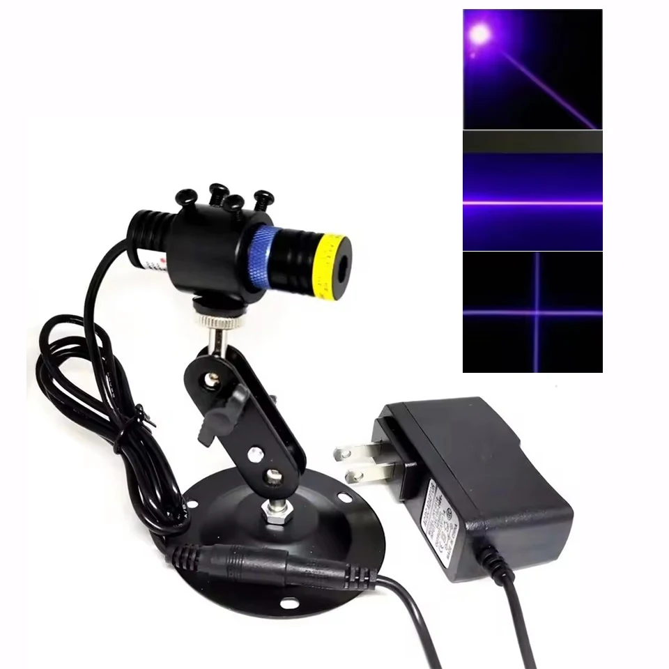 405nm 50/100/150/200mW Dot/Line/Cross Violet Blue Focusable Laser Diode Module with 5V Adapter Holder