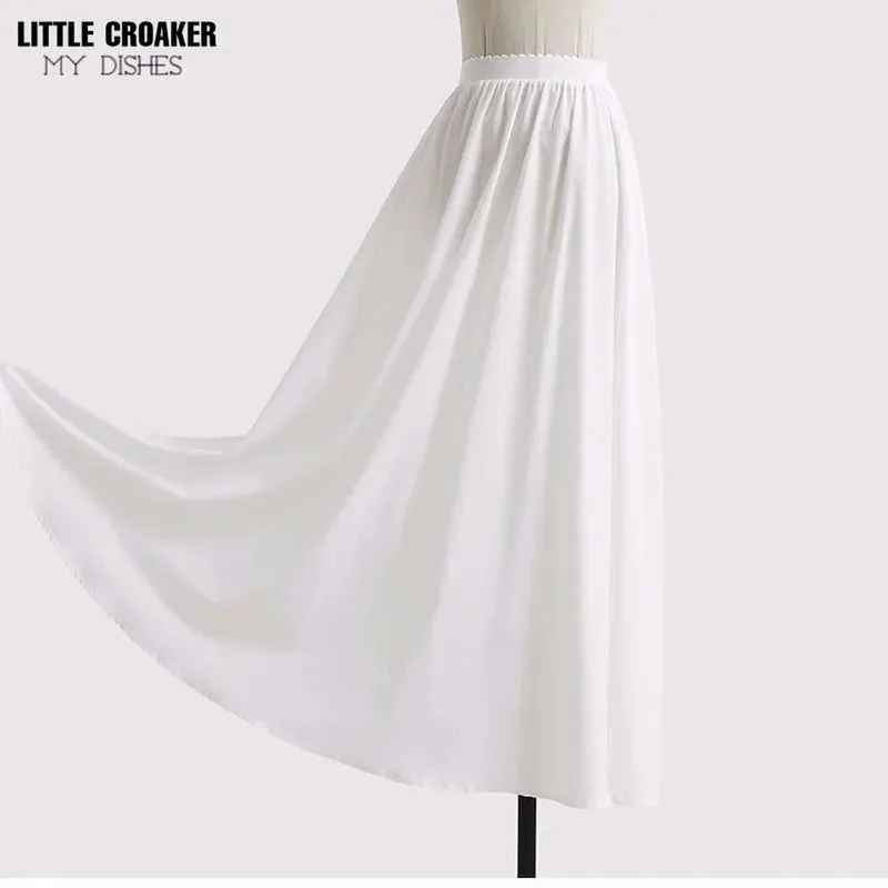 Enagua con forro de cintura alta de estilo chino, Falda larga plisada, parte inferior Maxi, falda de encaje blanco y negro para Hanfu