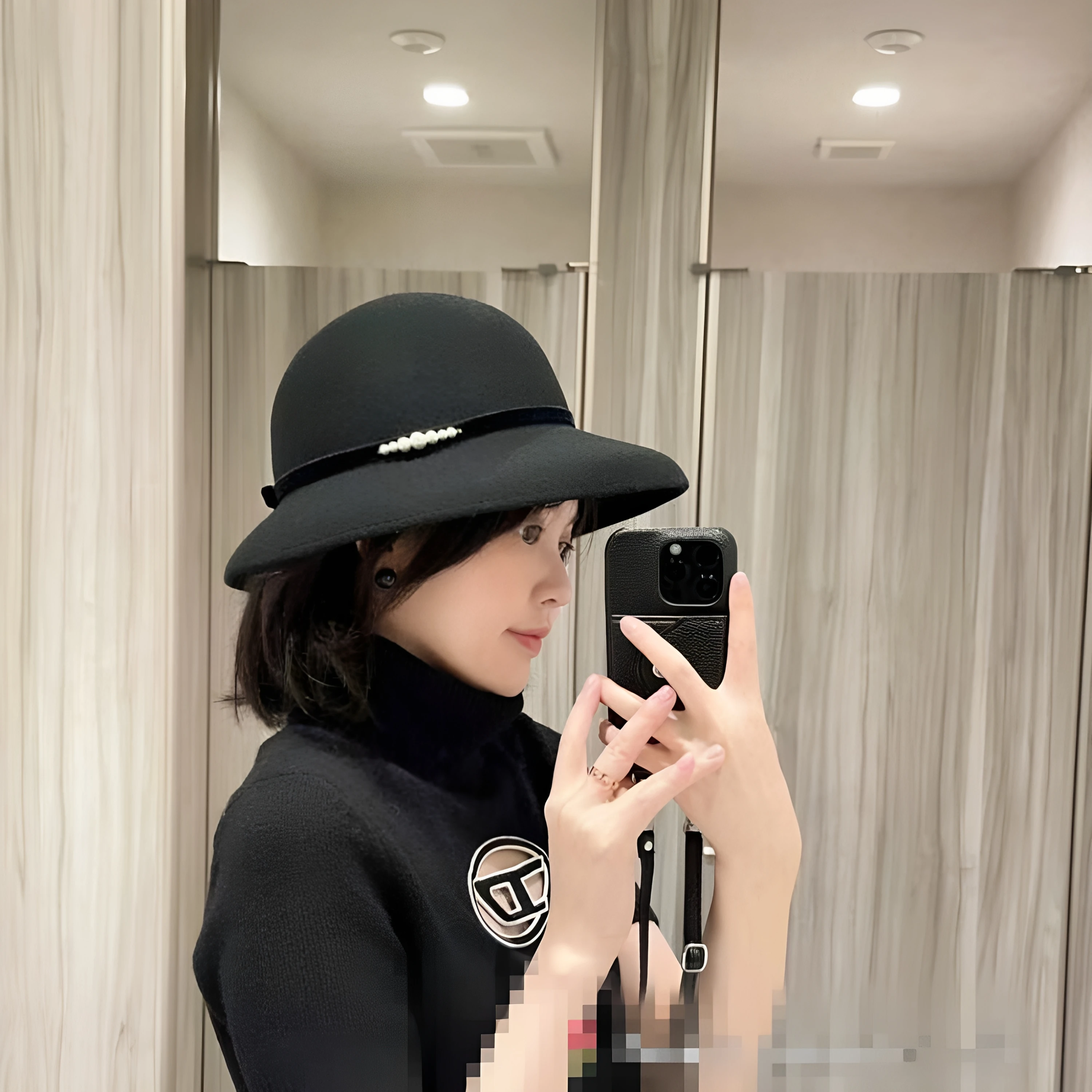 fashionable-wide-brim-woolen-hat-women's-autumn-winter-sunshade-hat-anti-uv-stylish-versatile-round-top-adjustable-band-hat