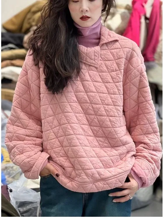 

Осенне-зимний свободный свитер с цветными ромбами, большие размеры, женский, с индивидуальным дизайном, с длинными рукавами, модный