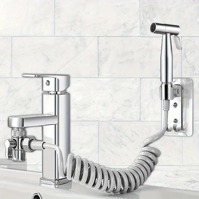 

Stainless Steel Ergonomic Shower Head with Flexible Hose and Sink Mount - 1 Piece, Halloween, Christmas Decoration