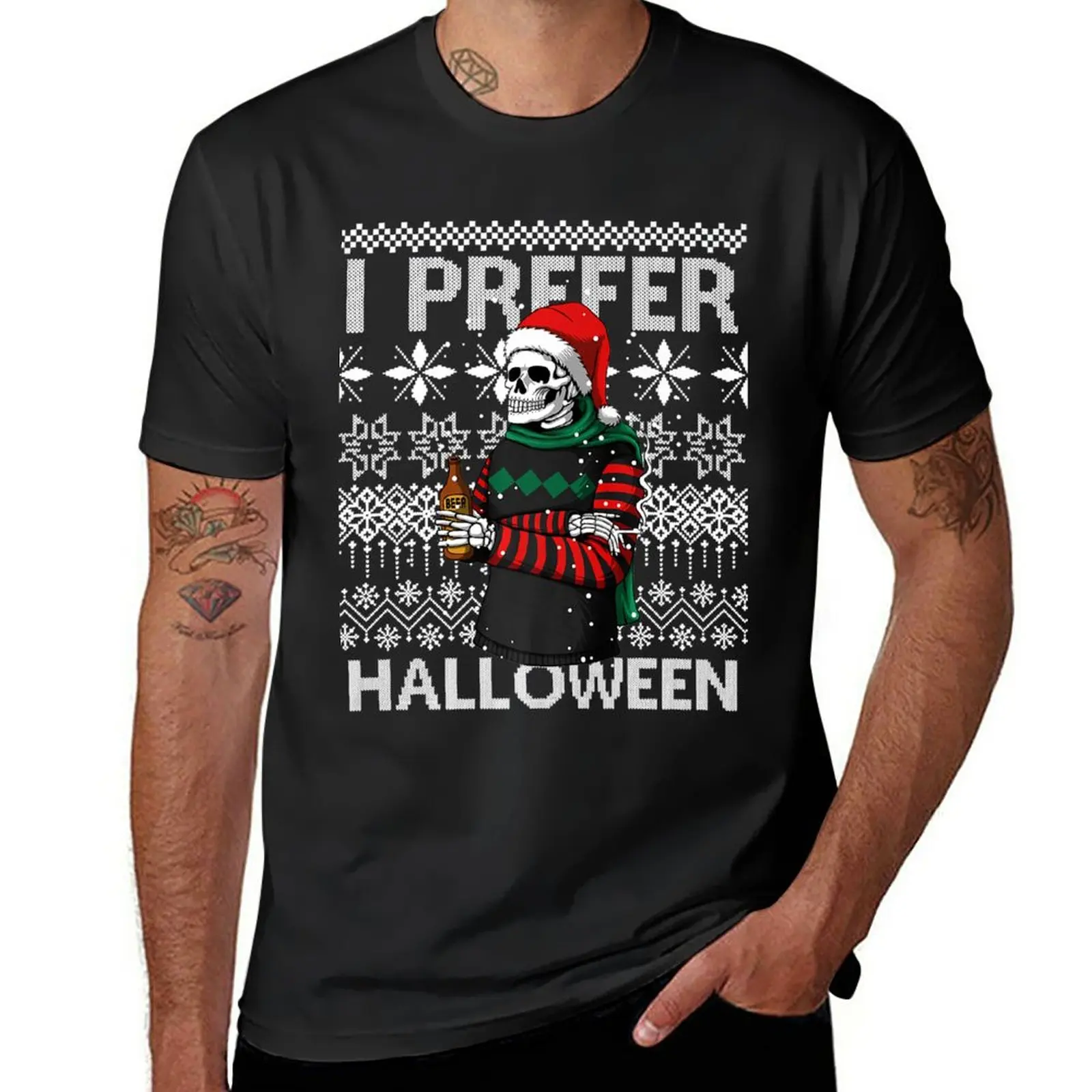 

New I Prefer Halloween Funny Christmas Skeleton Sweater Ugly T-Shirt quick drying t-shirt plain t-shirt T-shirt men